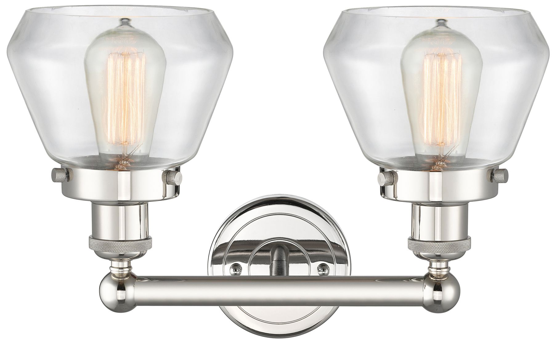 Image 2 Edison Fulton 15.5"W 2 Light Polished Nickel Bath Light With Clear Sha more views