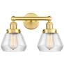 Edison Fulton 15.5"W 2 Light Satin Gold Bath Vanity Light With Clear S