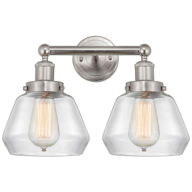 Image 1 Edison Fulton 16" 2-Light Brushed Satin Nickel Bath Light w/ Clear Sha