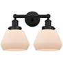 1_Edison Fulton 16" 2-Light Matte Black Bath Light w/ Matte White Shade