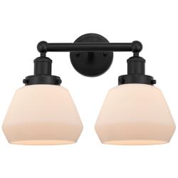 Edison Fulton 16" 2-Light Matte Black Bath Light w/ Matte White Shade