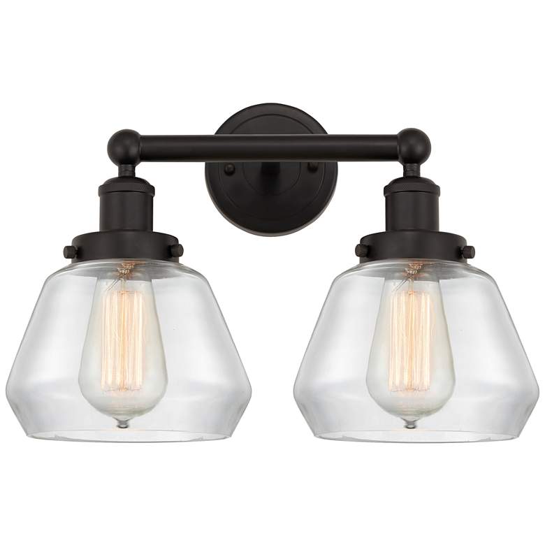 Image 1 Edison Fulton 16" 2-Light Oil Rubbed Bronze Bath Light w/ Clear Shade