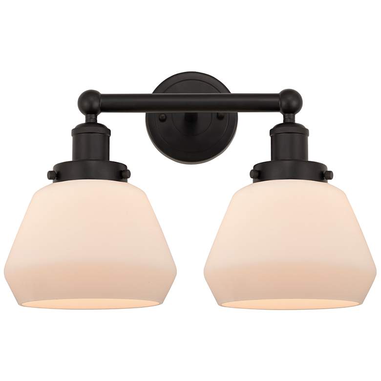 Image 1 Edison Fulton 16" 2-Light Oil Rubbed Bronze Bath Light w/ Matte White