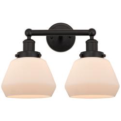 Edison Fulton 16" 2-Light Oil Rubbed Bronze Bath Light w/ Matte White