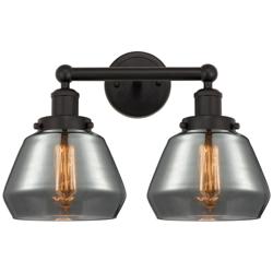 Edison Fulton 16" 2-Light Oil Rubbed Bronze Bath Light w/ Smoke Shade