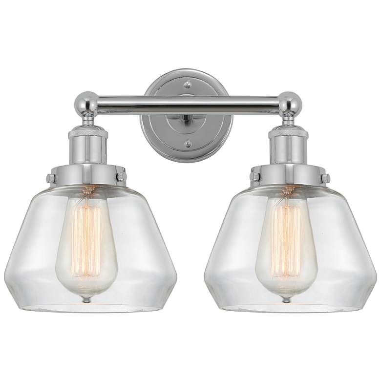 Image 1 Edison Fulton 16" 2-Light Polished Chrome Bath Light w/ Clear Shade