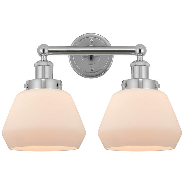Image 1 Edison Fulton 16" 2-Light Polished Chrome Bath Light w/ Matte White Sh
