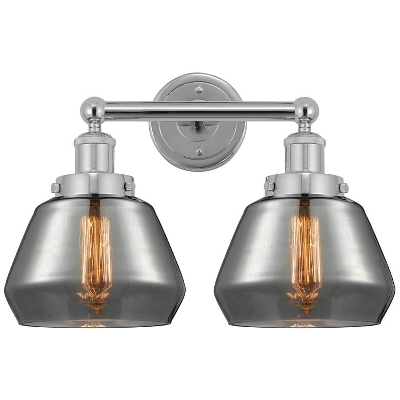Image 1 Edison Fulton 16" 2-Light Polished Chrome Bath Light w/ Plated Smoke S