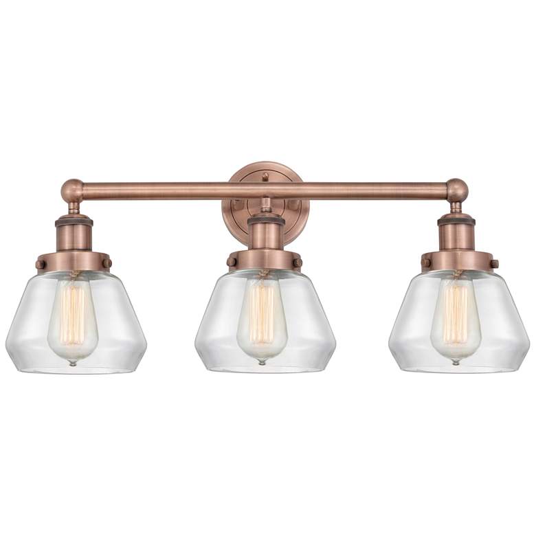 Image 1 Edison Fulton 24.5"W 3 Light Antique Copper Bath Light With Clear Shad