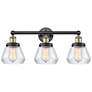 Edison Fulton 24.5"W 3 Light Black Brass Bath Light With Clear Shade