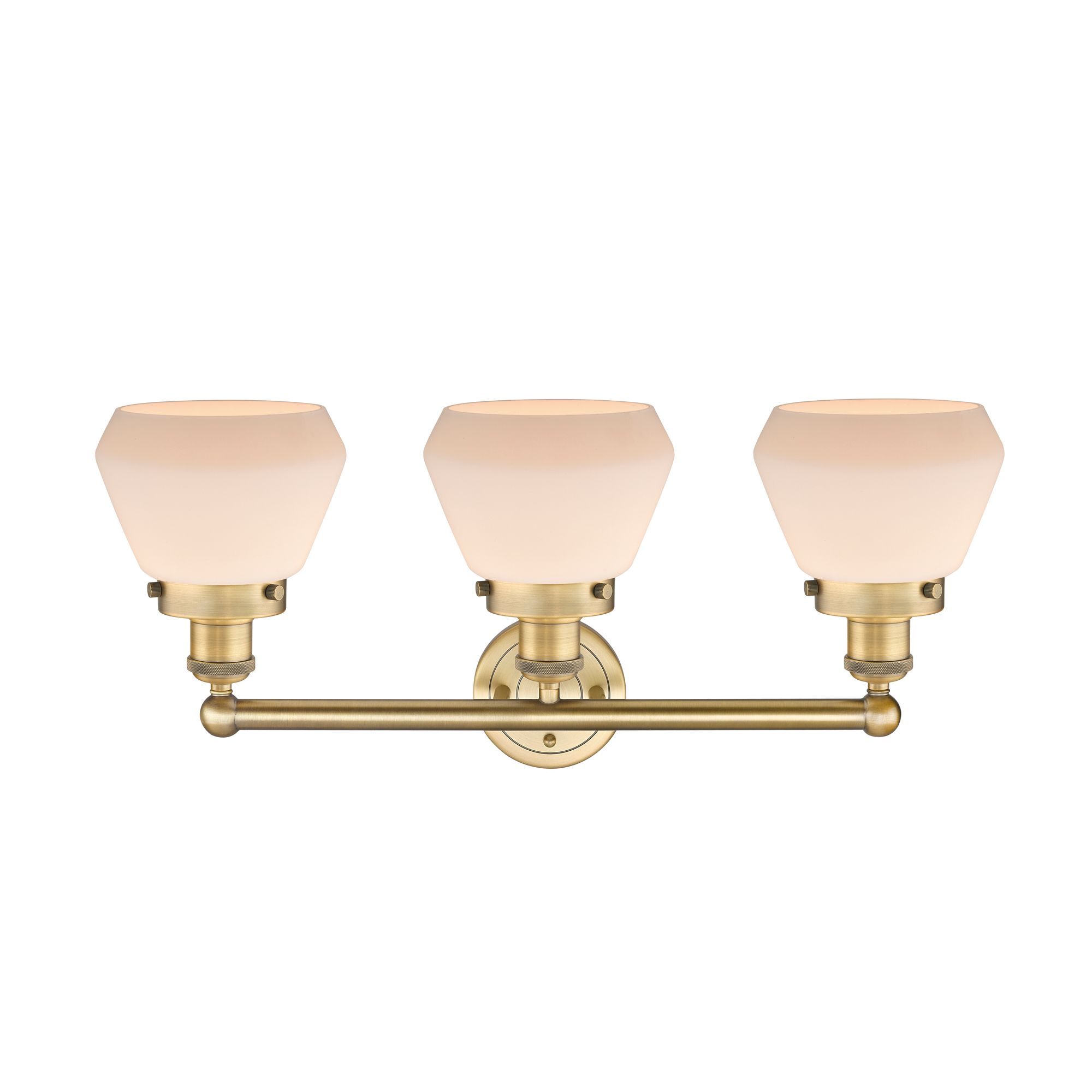 Image 4 Edison Fulton 24.5"W 3 Light Brushed Brass Bath Light With White Shade more views