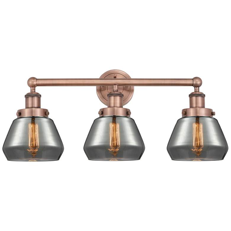 Image 1 Edison Fulton 24.5"W 3 Light Copper Bath Light With Smoke Shade
