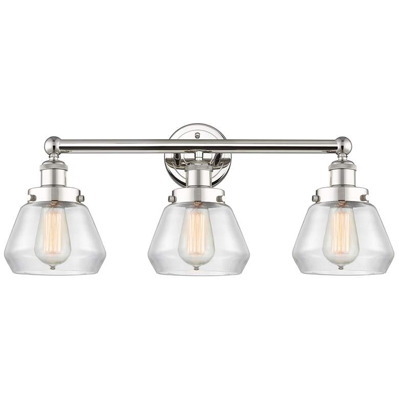 Image 1 Edison Fulton 24.5"W 3 Light Polished Nickel Bath Light With Clear Sha