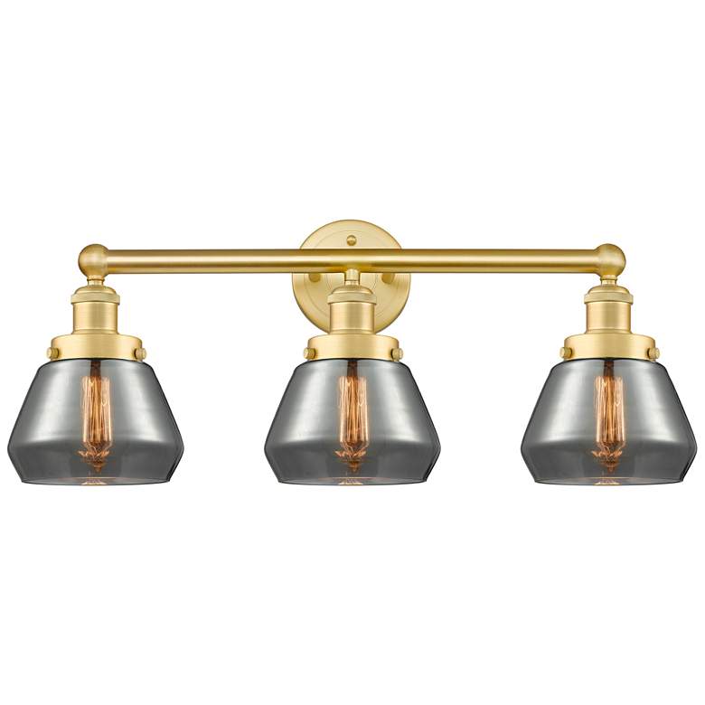 Image 1 Edison Fulton 24.5"W 3 Light Satin Gold Bath Light With Plated Smoke S