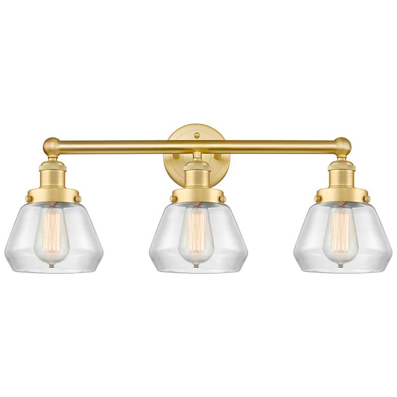 Image 1 Edison Fulton 24.5"W 3 Light Satin Gold Bath Vanity Light With Clear S