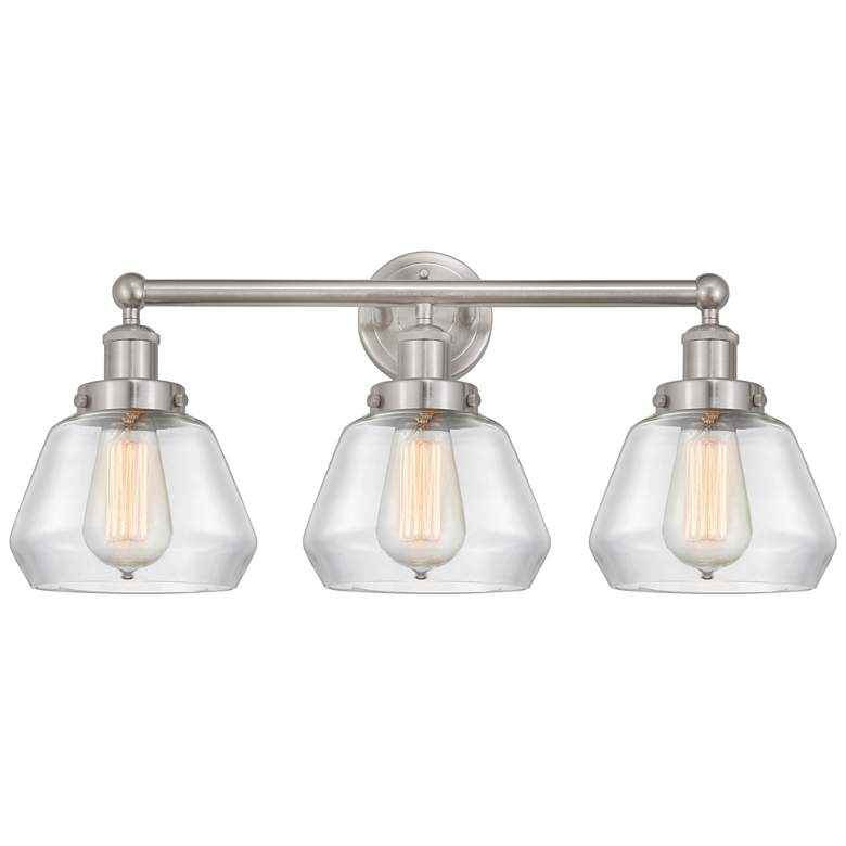 Image 1 Edison Fulton 25" 3-Light Brushed Satin Nickel Bath Light w/ Clear Sha