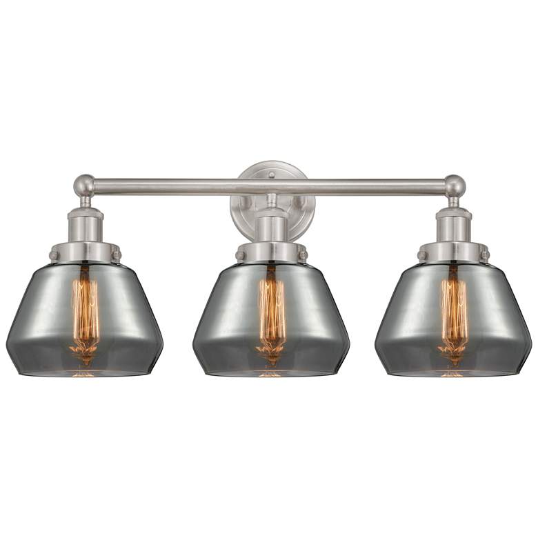 Image 1 Edison Fulton 25" 3-Light Brushed Satin Nickel Bath Light w/ Smoke Sha
