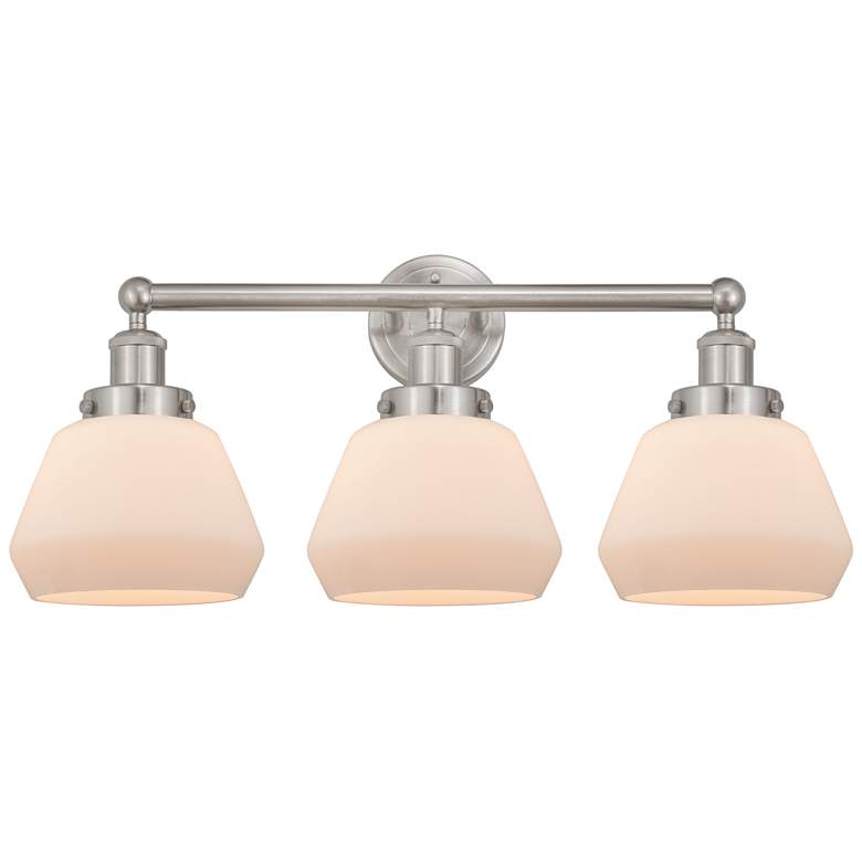 Image 1 Edison Fulton 25" 3-Light Brushed Satin Nickel Bath Light w/ White Sha
