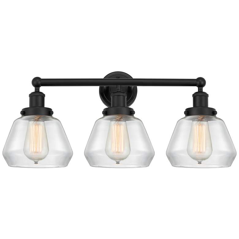 Image 1 Edison Fulton 25" 3-Light Matte Black Bath Light w/ Clear Shade