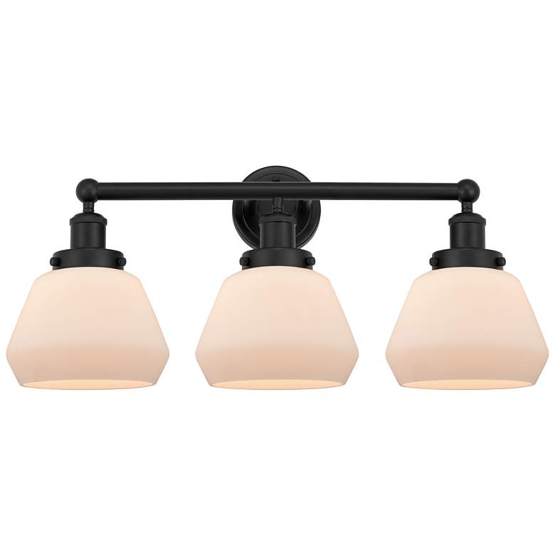 Image 1 Edison Fulton 25" 3-Light Matte Black Bath Light w/ Matte White Shade