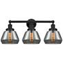 Edison Fulton 25" 3-Light Matte Black Bath Light w/ Plated Smoke Shade