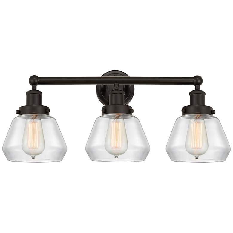 Image 1 Edison Fulton 25" 3-Light Oil Rubbed Bronze Bath Light w/ Clear Shade