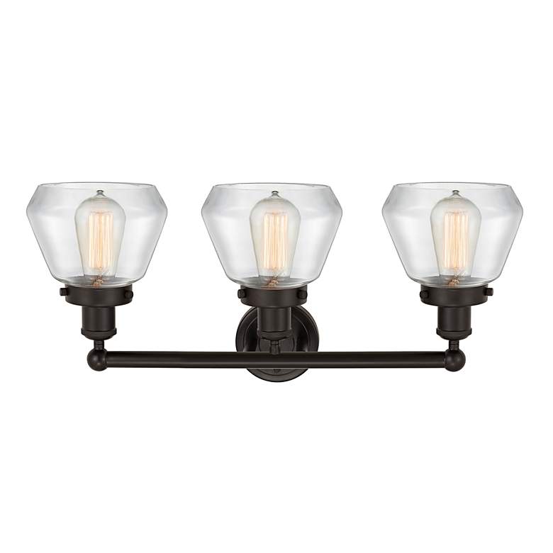 Image 3 Edison Fulton 25" 3-Light Oil Rubbed Bronze Bath Light w/ Clear Shade more views