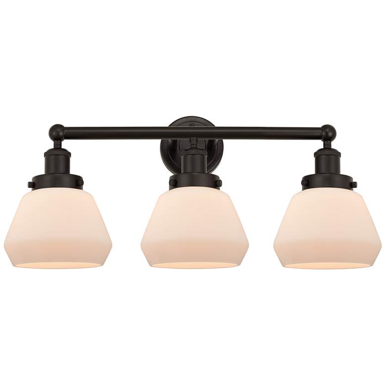 Image 1 Edison Fulton 25" 3-Light Oil Rubbed Bronze Bath Light w/ Matte White