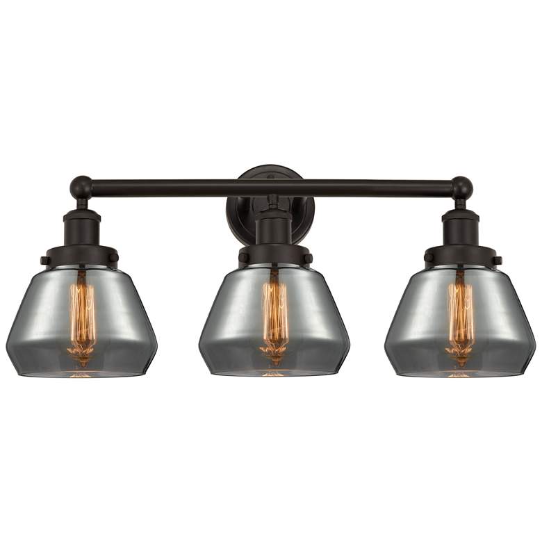 Image 1 Edison Fulton 25" 3-Light Oil Rubbed Bronze Bath Light w/ Smoke Shade