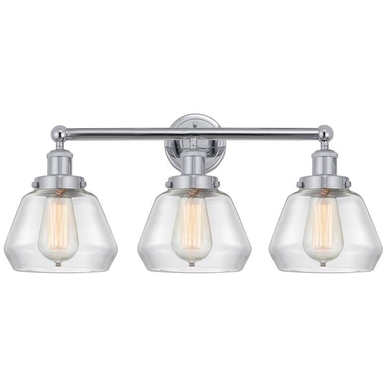 Image 1 Edison Fulton 25" 3-Light Polished Chrome Bath Light w/ Clear Shade
