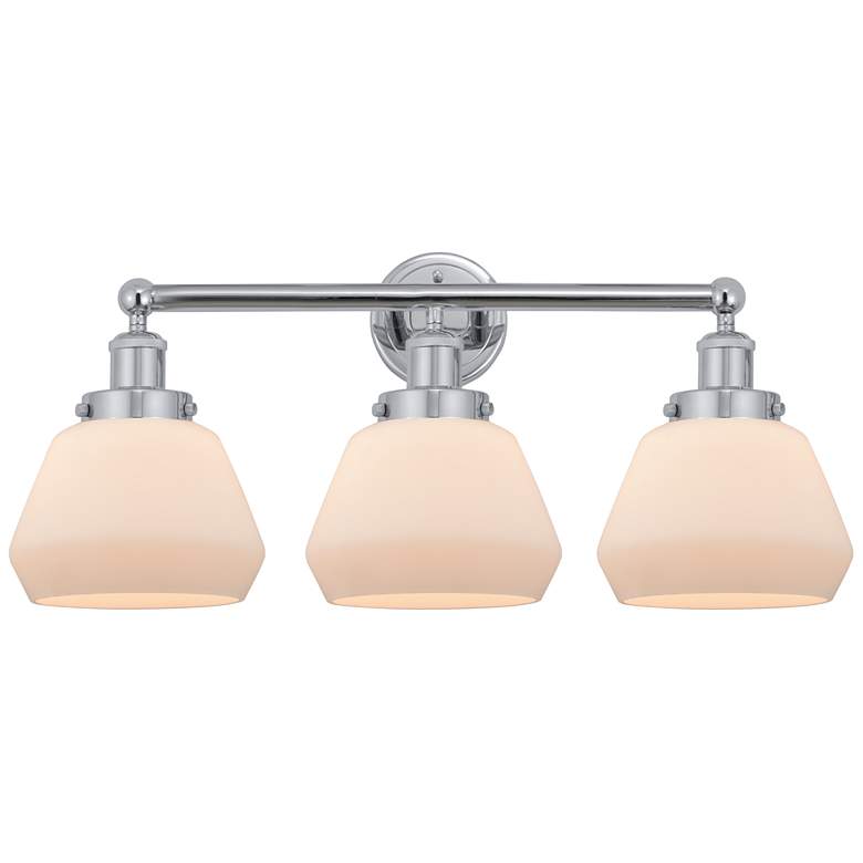 Image 1 Edison Fulton 25" 3-Light Polished Chrome Bath Light w/ Matte White Sh