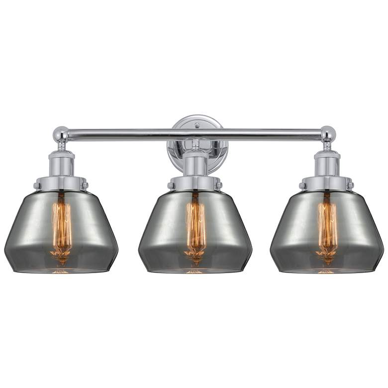 Image 1 Edison Fulton 25" 3-Light Polished Chrome Bath Light w/ Plated Smoke S