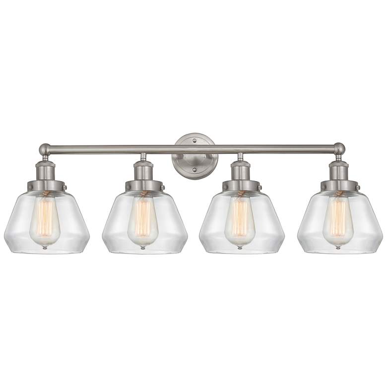 Image 1 Edison Fulton 34" 4-Light Brushed Satin Nickel Bath Light w/ Clear Sha