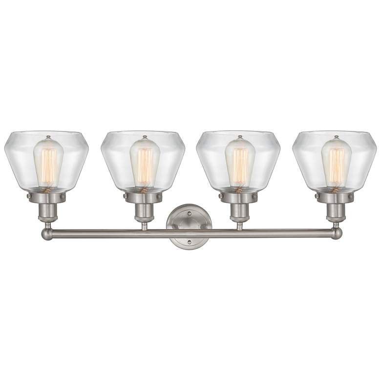Image 3 Edison Fulton 34" 4-Light Brushed Satin Nickel Bath Light w/ Clear Sha more views