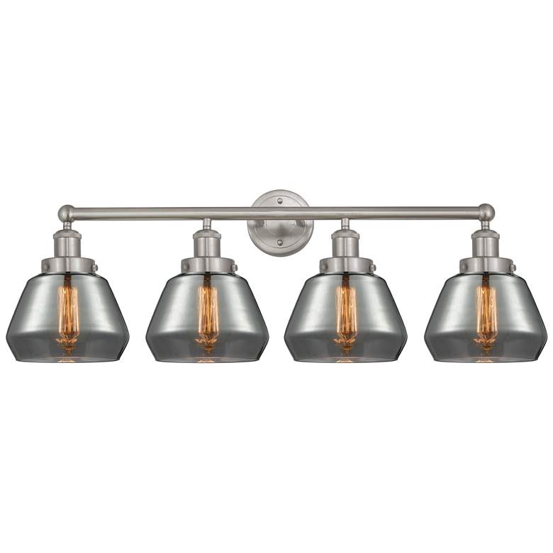 Image 1 Edison Fulton 34" 4-Light Brushed Satin Nickel Bath Light w/ Smoke Sha