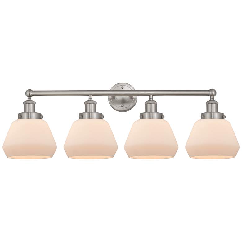 Image 1 Edison Fulton 34" 4-Light Brushed Satin Nickel Bath Light w/ White Sha