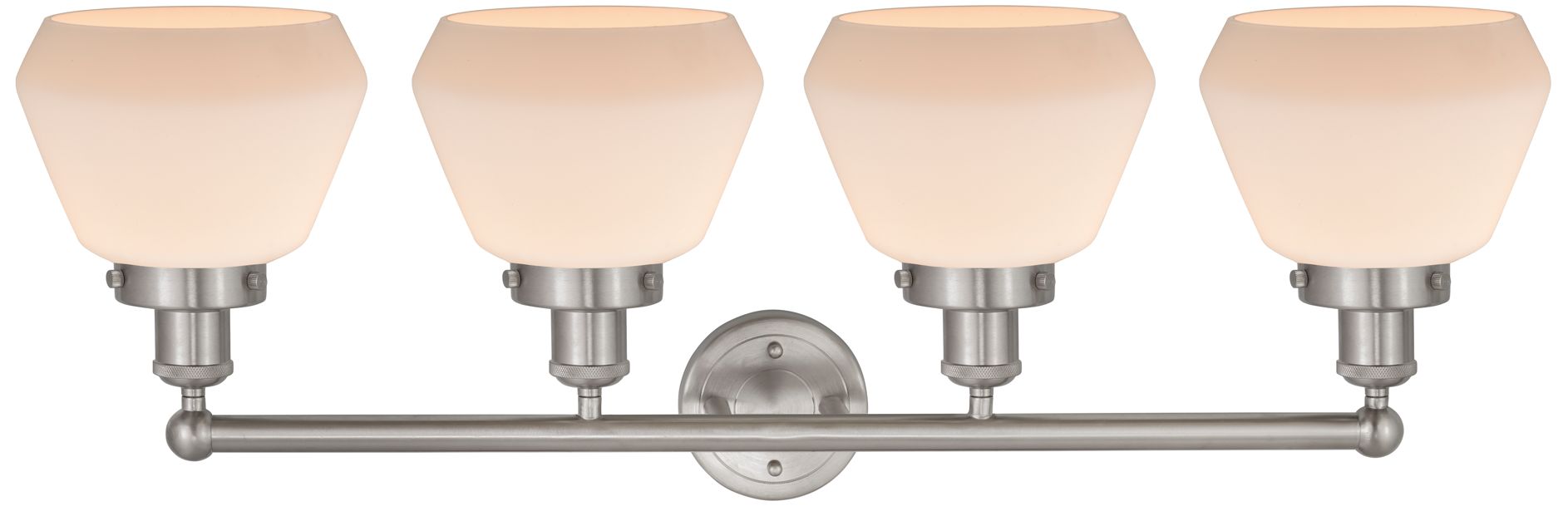 Image 2 Edison Fulton 34" 4-Light Brushed Satin Nickel Bath Light w/ White Sha more views