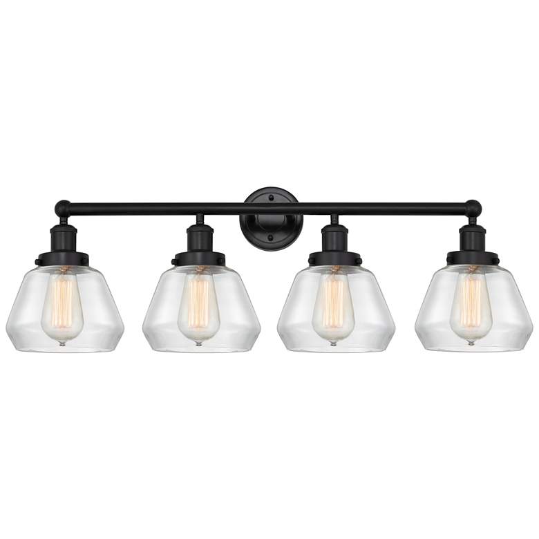 Image 1 Edison Fulton 34" 4-Light Matte Black Bath Light w/ Clear Shade