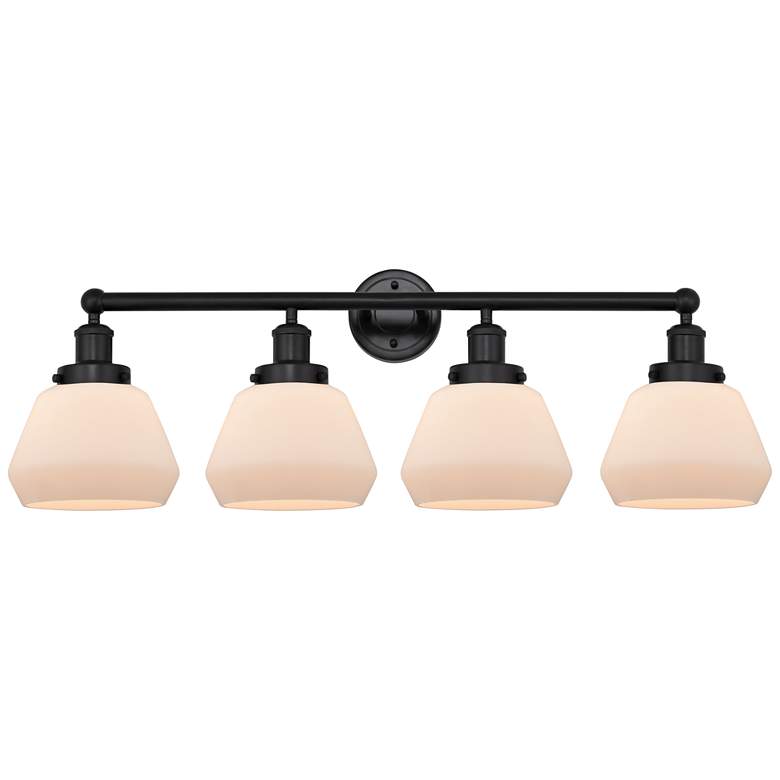 Image 1 Edison Fulton 34" 4-Light Matte Black Bath Light w/ Matte White Shade