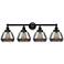 Edison Fulton 34" 4-Light Matte Black Bath Light w/ Plated Smoke Shade