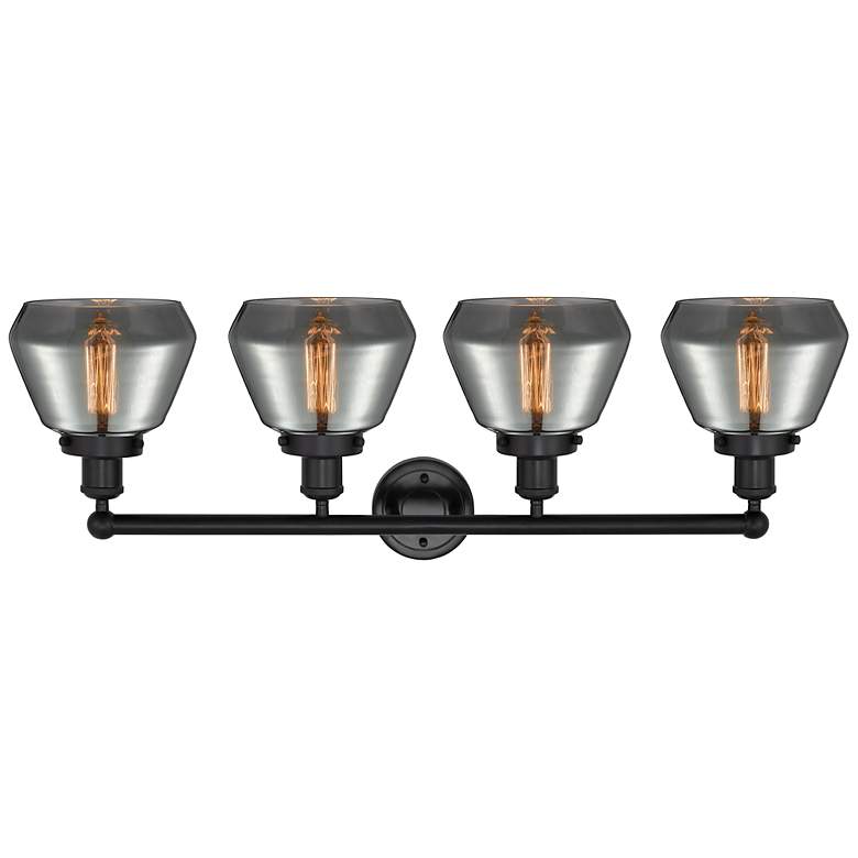 Image 3 Edison Fulton 34" 4-Light Matte Black Bath Light w/ Plated Smoke Shade more views
