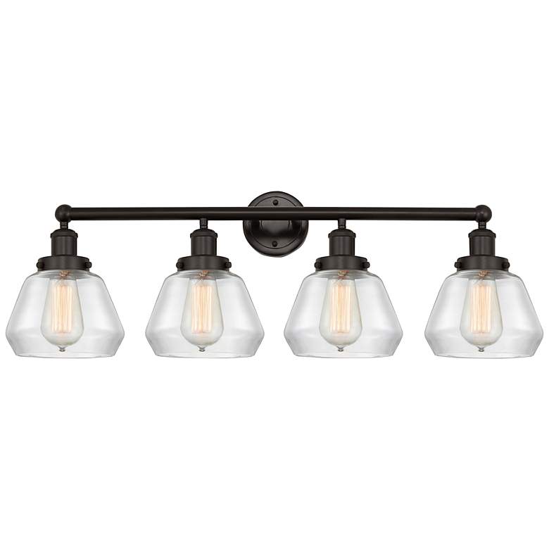 Image 1 Edison Fulton 34" 4-Light Oil Rubbed Bronze Bath Light w/ Clear Shade