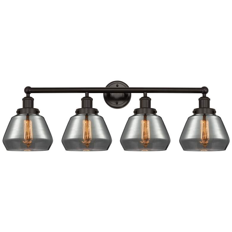 Image 1 Edison Fulton 34" 4-Light Oil Rubbed Bronze Bath Light w/ Smoke Shade