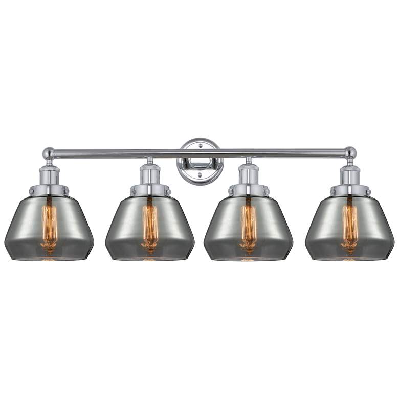 Image 1 Edison Fulton 34" 4-Light Polished Chrome Bath Light w/ Plated Smoke S