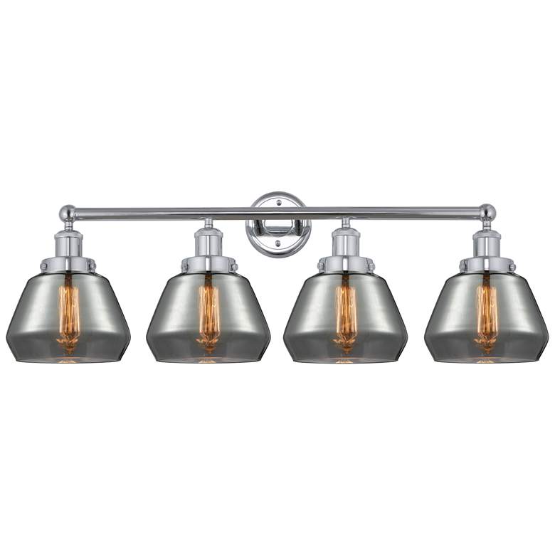 Image 1 Edison Fulton 34 inch 4-Light Polished Chrome Bath Light w/ Plated Smoke S