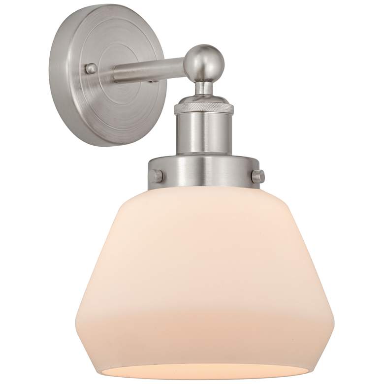 Image 1 Edison Fulton 7" Brushed Satin Nickel Sconce w/ Matte White Shade