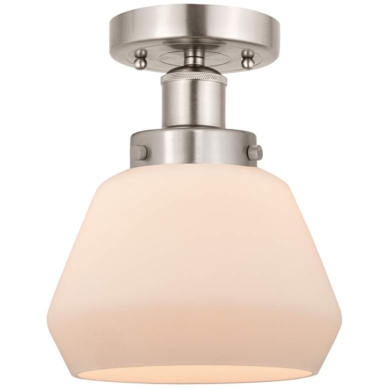 Image 1 Edison Fulton 7" Brushed Satin Nickel Semi Flush Mount w/ Matte White