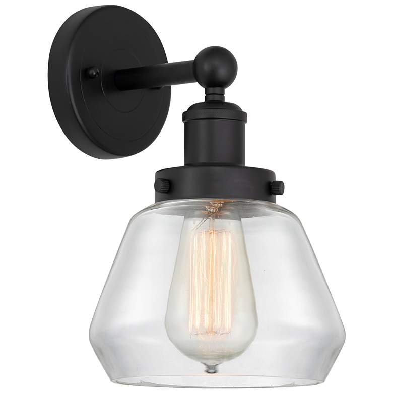 Image 1 Edison Fulton 7" Matte Black Sconce w/ Clear Shade