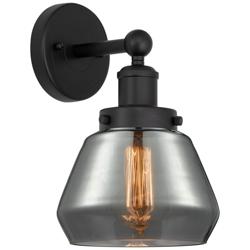 Edison Fulton 7" Matte Black Sconce w/ Plated Smoke Shade