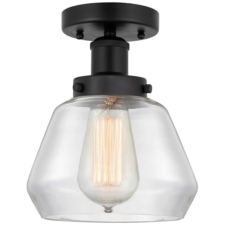 Image 1 Edison Fulton 7" Matte Black Semi Flush Mount w/ Clear Shade